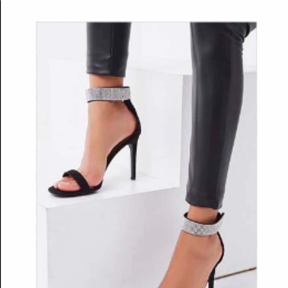 Rhinestone detail stiletto black dressy heels!